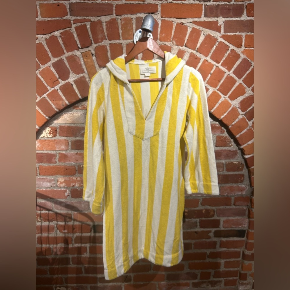 Trovata Yellow and White Striped Hooded Terry Dress